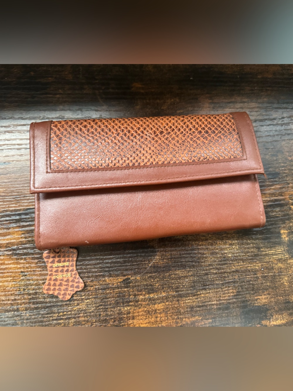 Avon Brown Textured Leather Key & Card Holder
